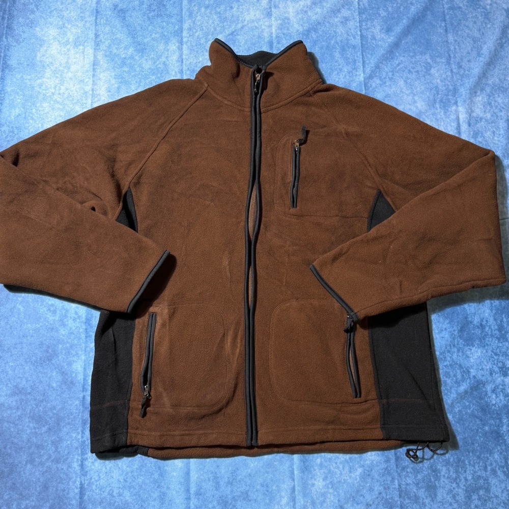Y2K 10,000 FT Above Sea Level Brown Black Fleece Jacket XL Full Zip